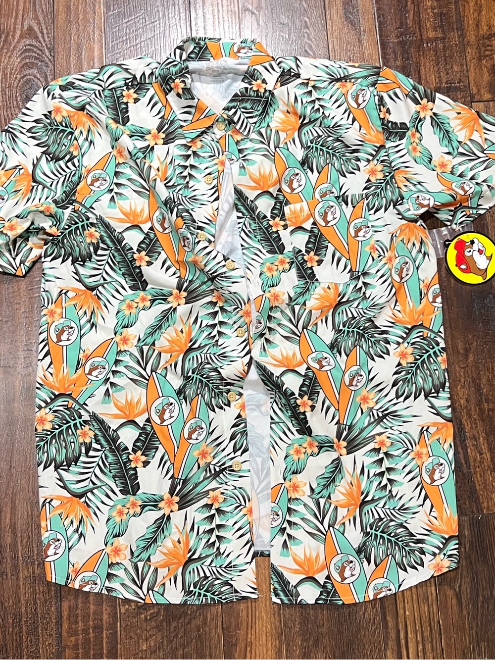 Buc-ee’s Tropical Floral Short-Sleeve Shirt - Orange & Green